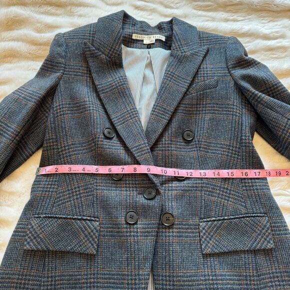 Veronica Beard Yareli Navy Blue Plaid Blazer Dickey Jacket - Picture 9 of 11